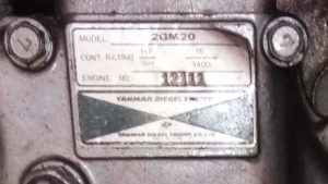 Fig 1: Plaque d’immatriculation de série moteur Yanmar 2GM20. 